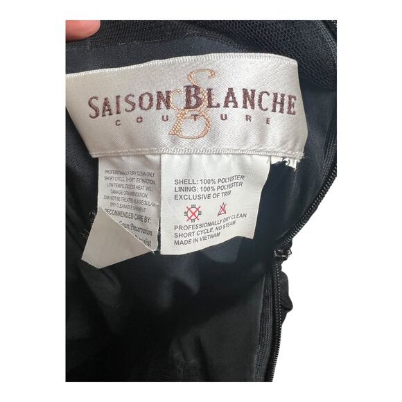 Saison Blanche Couture Black Sheer Lace Formal Dress Gown Black Tie S / M - Picture 3 of 12